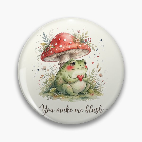 Item preview, Watercolor Cottagecore Toadstool Blushy Frog Love designed and sold by DuckOddity.