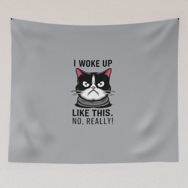 Item preview, I Woke Up Like This, Smart Cats with Curious Minds Gifts for Cat Lovers designed and sold by MalwasBasket.