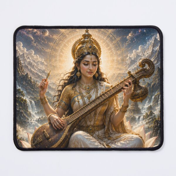 Item preview, Guru Poornima Series – Cosmic Saraswati Goddess of Divine Wisdom Wall Art designed and sold by Homyar.