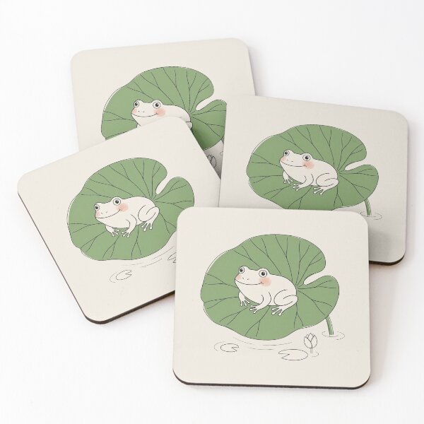 Item preview, Minimalist Zen Lotus Leaf Blushy Frog Line Art designed and sold by DuckOddity.