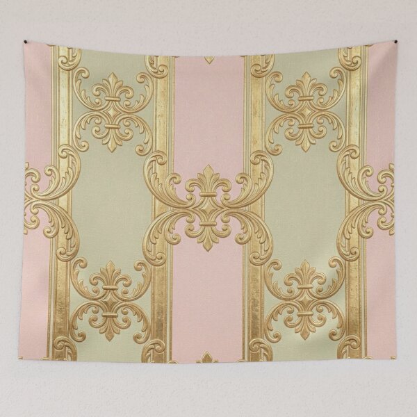 Item preview, Pistachio & Matte Pink Striped Gold Baroque designed and sold by DesignsByPrnces.