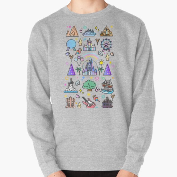 Happiest Place on Earth Collection. It's a Small World, Haunted Mansion, Princess Castle, Manatee, Ferris Wheel Theme Park. Pullover Sweatshirt