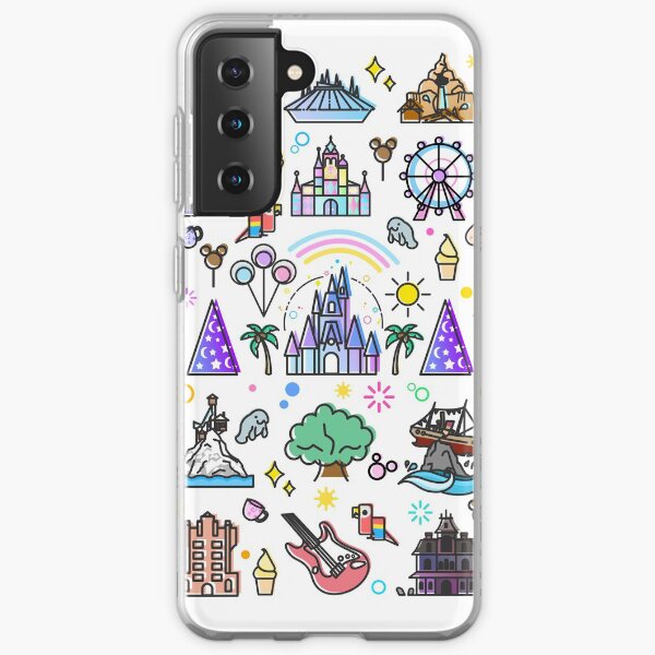 Happiest Place on Earth Collection. It's a Small World, Haunted Mansion, Princess Castle, Manatee, Ferris Wheel Theme Park. Samsung Galaxy Soft Case