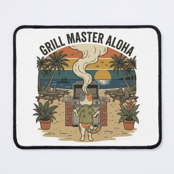 Item preview, Grill Master Aloha Vintage Hawaiian BBQ Cat Dad Design designed and sold by LaniDigitalNook.