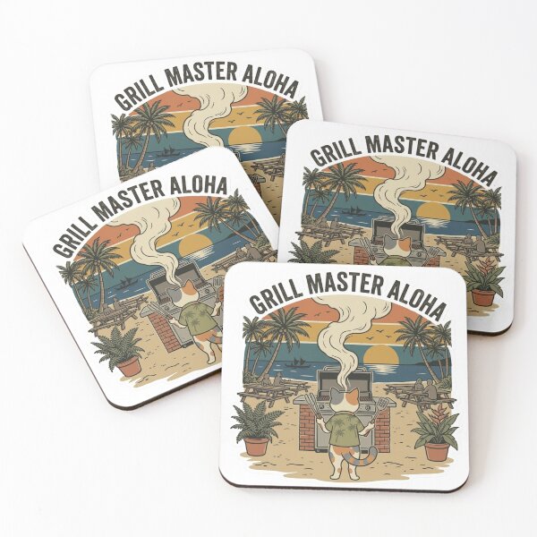 Item preview, Grill Master Aloha Vintage Hawaiian BBQ Cat Dad Design designed and sold by LaniDigitalNook.