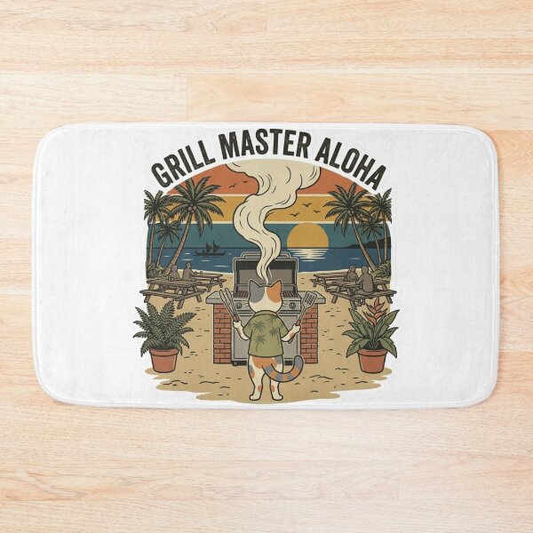 Item preview, Grill Master Aloha Vintage Hawaiian BBQ Cat Dad Design designed and sold by LaniDigitalNook.