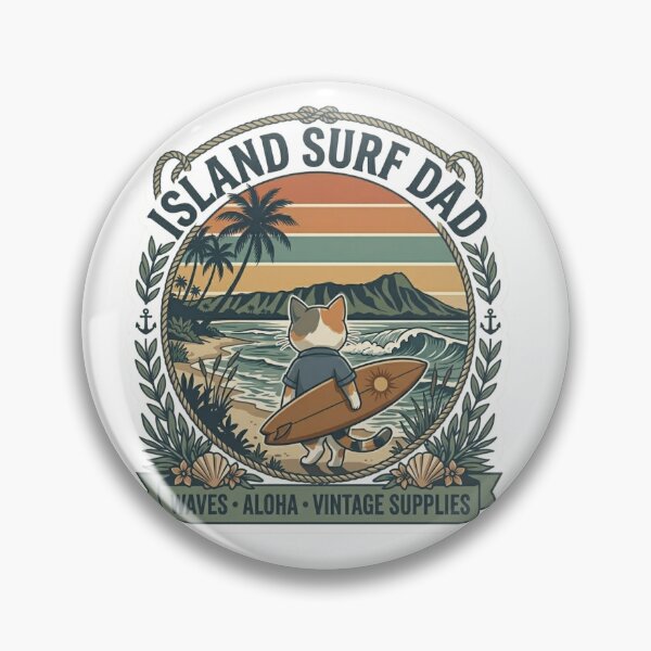 Artikelvorschau, Island Surf Dad Vintage Hawaiian Cat Surf Design entworfen und verkauft von LaniDigitalNook.