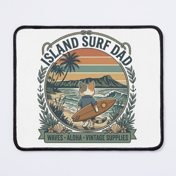 Item preview, Island Surf Dad Vintage Hawaiian Cat Surf Design designed and sold by LaniDigitalNook.