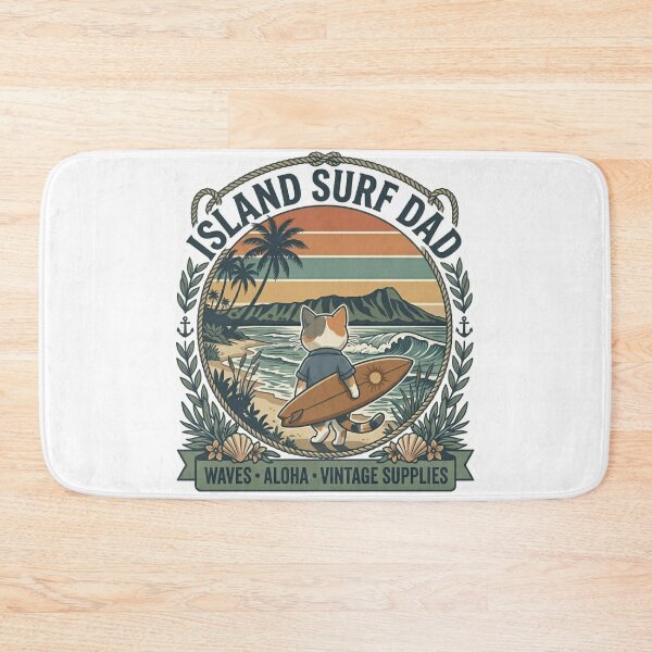 Artikelvorschau, Island Surf Dad Vintage Hawaiian Cat Surf Design entworfen und verkauft von LaniDigitalNook.