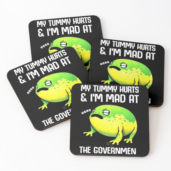 Item preview, My Tummy Hurts And I’m Mad At The Government Funny Frog Meme designed and sold by MiALopezArt.