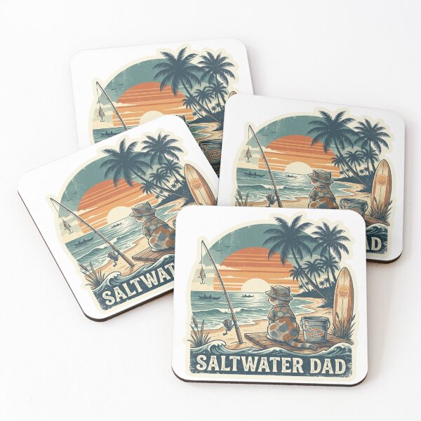 Item preview, Saltwater Dad Vintage Hawaiian Fishing & Surf Cat Design designed and sold by LaniDigitalNook.