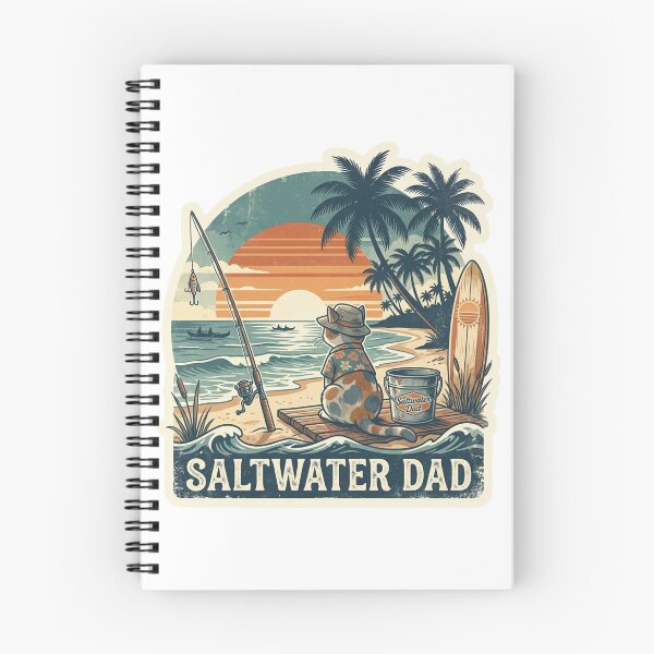 Item preview, Saltwater Dad Vintage Hawaiian Fishing & Surf Cat Design designed and sold by LaniDigitalNook.