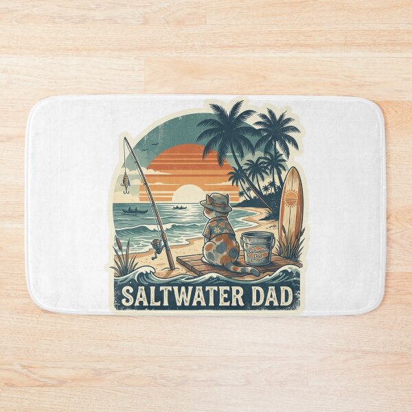 Item preview, Saltwater Dad Vintage Hawaiian Fishing & Surf Cat Design designed and sold by LaniDigitalNook.