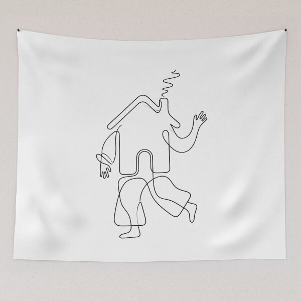 Item preview, Walking House Line Art Print | Surreal Home Wall Decor designed and sold by RefreshPop Studio.