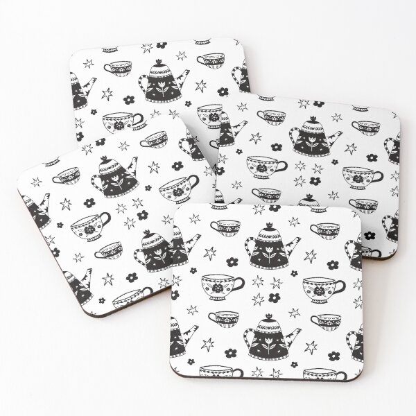 Item preview, tea pots and cups  designed and sold by aimsillustrates.