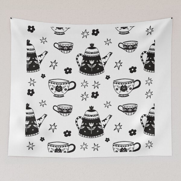 Item preview, tea pots and cups  designed and sold by aimsillustrates.