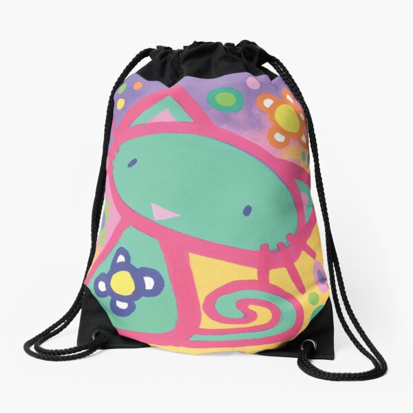 Minty Kitty Drawstring Bag