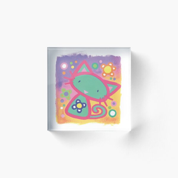 Minty Kitty Acrylic Block