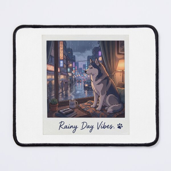 Item preview, Cozy Husky Lo-Fi Hip Hop Aesthetic - Rainy Day Vibes Polaroid Art designed and sold by PictoVibe.