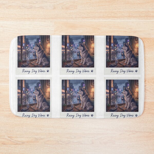 Item preview, Cozy Husky Lo-Fi Hip Hop Aesthetic - Rainy Day Vibes Polaroid Art designed and sold by PictoVibe.