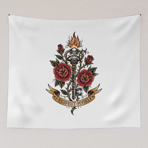 Item preview, Jane Eyre I Respect Myself Traditional Tattoo Key Rose designed and sold by Fenay Designs.