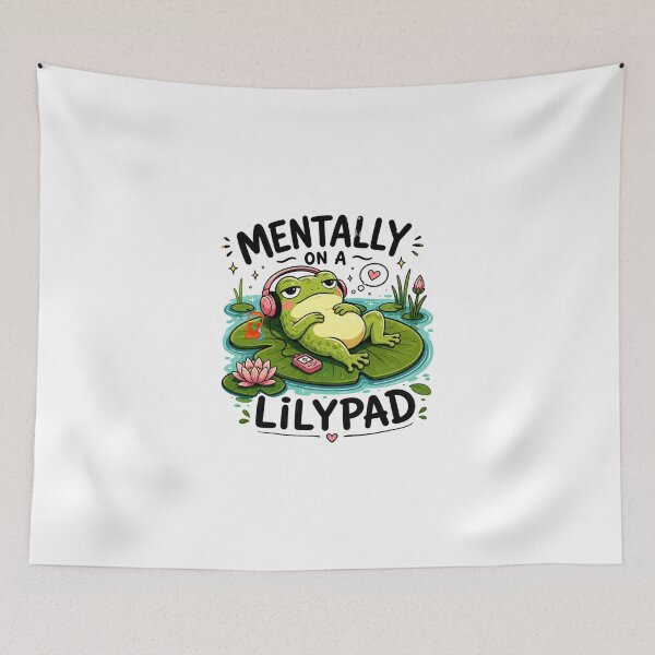 Item preview, Mentally on a Lilypad – Funny Relaxed Frog Meme Sticker designed and sold by Naturalite19.