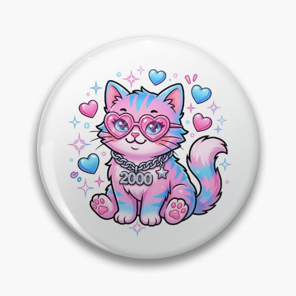 Item preview, Y2K Aesthetic Pink Kawaii Cat - Cute 2000s Heart Sunglasses Kitten designed and sold by PictoVibe.