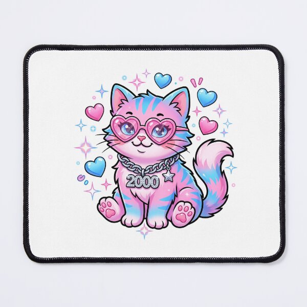 Item preview, Y2K Aesthetic Pink Kawaii Cat - Cute 2000s Heart Sunglasses Kitten designed and sold by PictoVibe.