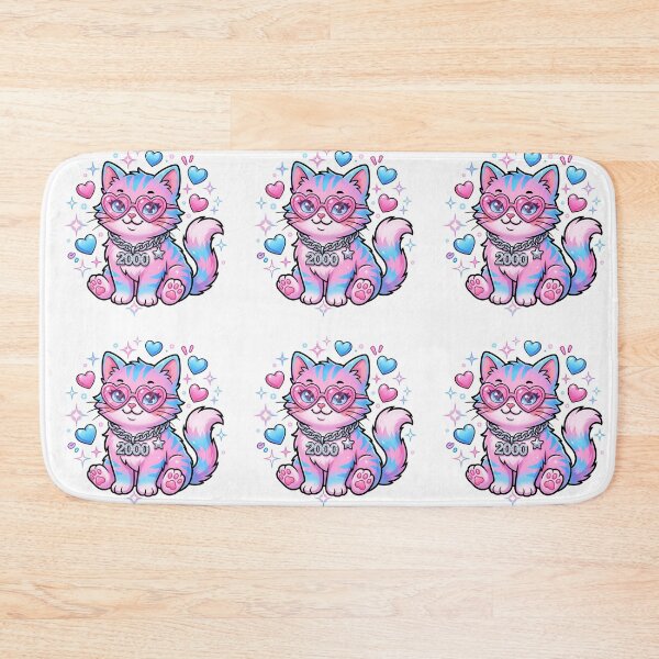 Item preview, Y2K Aesthetic Pink Kawaii Cat - Cute 2000s Heart Sunglasses Kitten designed and sold by PictoVibe.