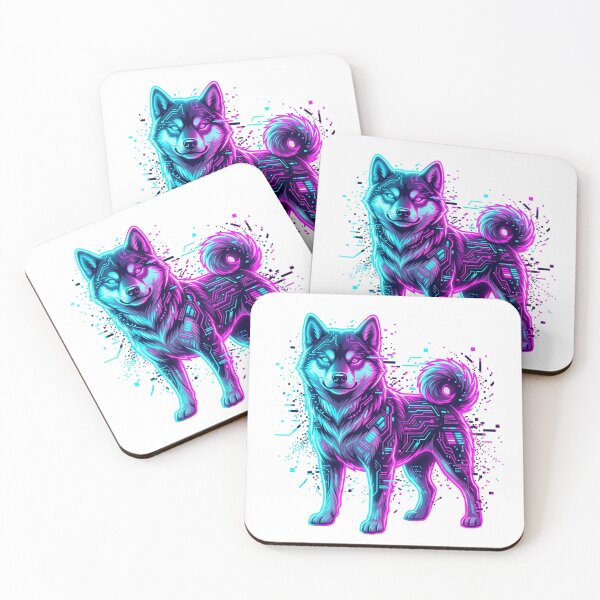 Item preview, Cyberpunk Neon Shiba Inu Dog - Futuristic Glitch Art Akita Husky designed and sold by PictoVibe.