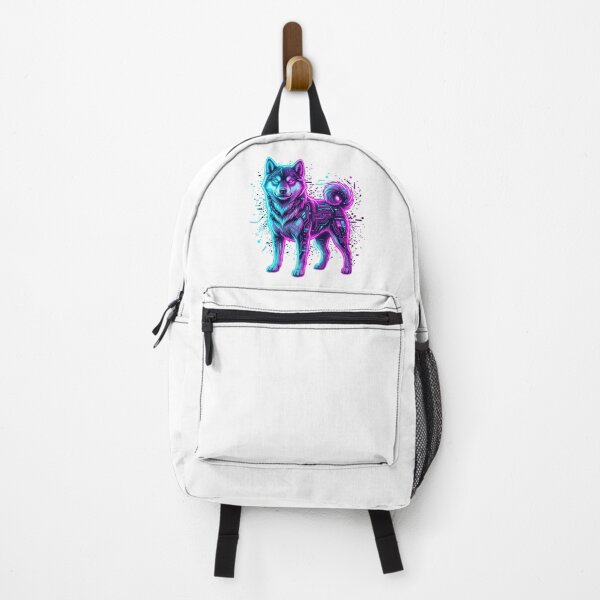 Item preview, Cyberpunk Neon Shiba Inu Dog - Futuristic Glitch Art Akita Husky designed and sold by PictoVibe.