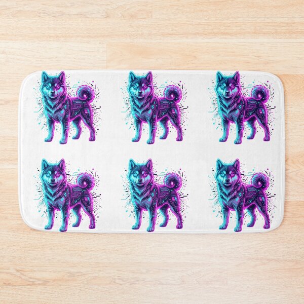 Item preview, Cyberpunk Neon Shiba Inu Dog - Futuristic Glitch Art Akita Husky designed and sold by PictoVibe.
