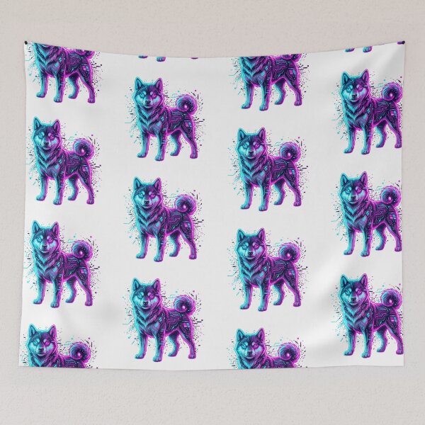 Item preview, Cyberpunk Neon Shiba Inu Dog - Futuristic Glitch Art Akita Husky designed and sold by PictoVibe.