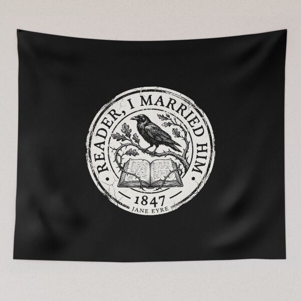Item preview, Jane Eyre Reader I Married Him Vintage Crest Bookplate designed and sold by Fenay Designs.