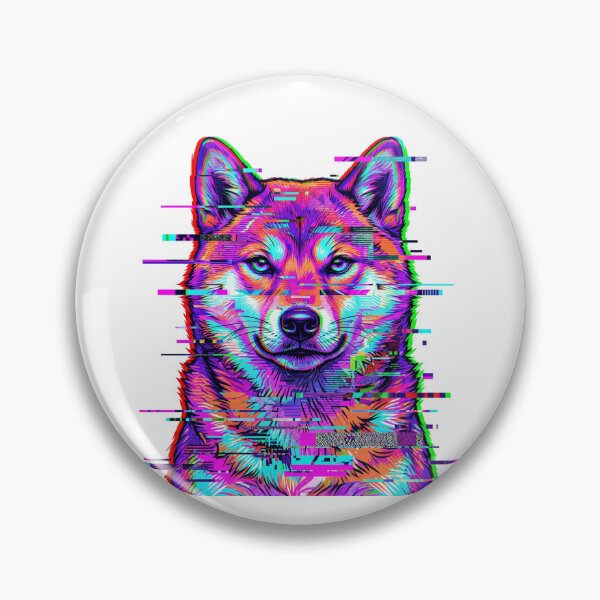 Item preview, Retro Glitch Art Shiba Inu - Cyberpunk Neon Wolf Dog Portrait designed and sold by PictoVibe.