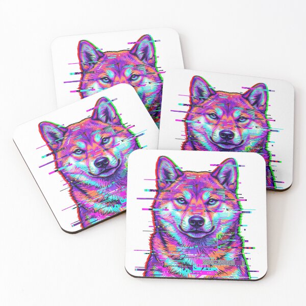 Item preview, Retro Glitch Art Shiba Inu - Cyberpunk Neon Wolf Dog Portrait designed and sold by PictoVibe.
