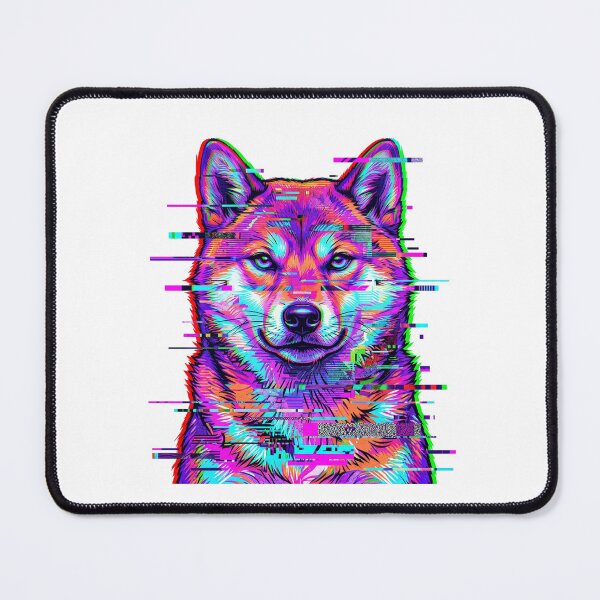 Item preview, Retro Glitch Art Shiba Inu - Cyberpunk Neon Wolf Dog Portrait designed and sold by PictoVibe.