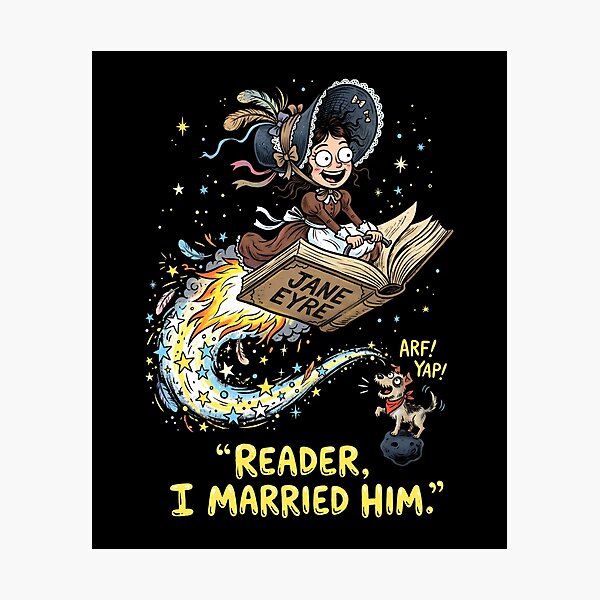 Item preview, Jane Eyre Reader I Married Him Funny Cartoon Flight designed and sold by Fenay Designs.