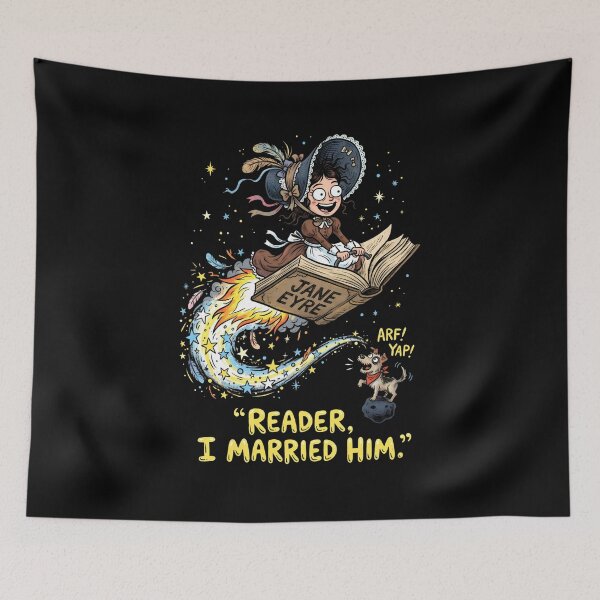 Item preview, Jane Eyre Reader I Married Him Funny Cartoon Flight designed and sold by Fenay Designs.