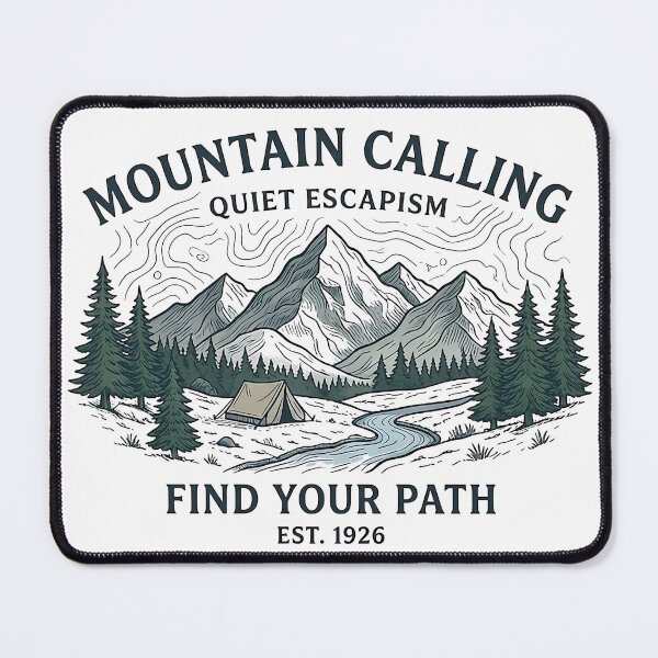 Item preview, Mountain Calling Quiet Escapism Nature Badge designed and sold by PrimePrintLab.