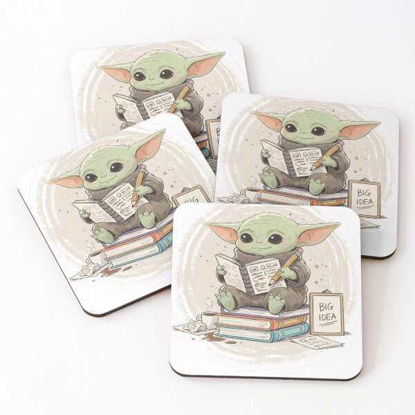 Item preview, "Cute Baby Yoda Grouge Child Sketching Vinyl Sticker — Tiny Artist Design" designed and sold by Ulikedigital14.