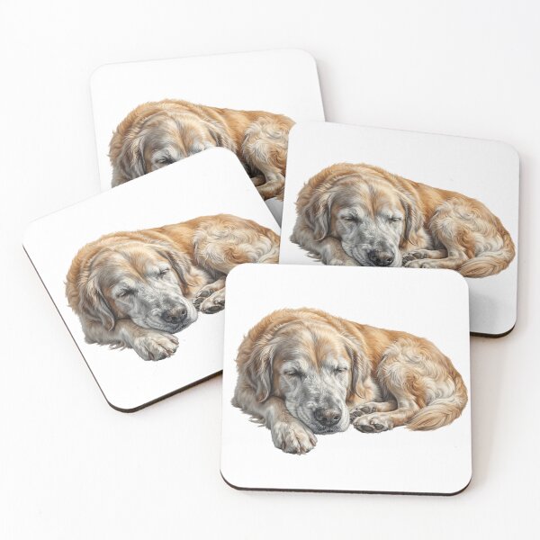 Item preview, Realistic Sleeping Golden Retriever Art - Peaceful Dog Oil Painting designed and sold by PictoVibe.
