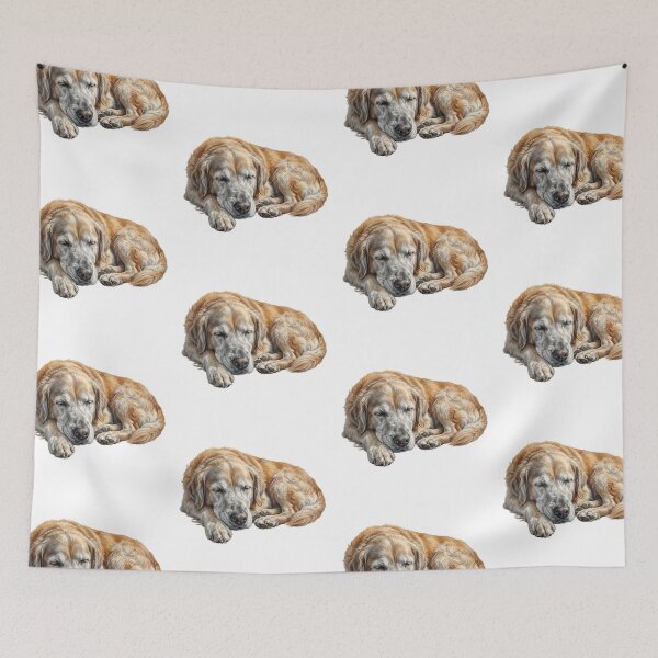 Item preview, Realistic Sleeping Golden Retriever Art - Peaceful Dog Oil Painting designed and sold by PictoVibe.