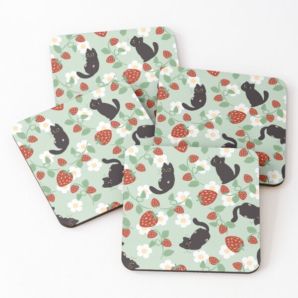 Item preview, Strawberry Vine Black Cat Green designed and sold by GinandFizzy.