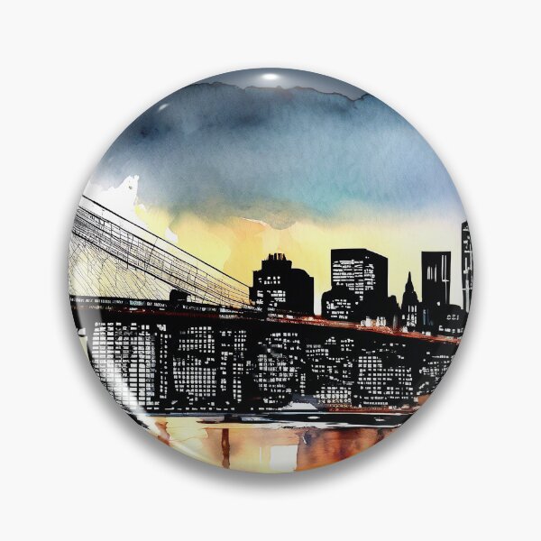 Item preview, New York City's Brooklyn Bridge Watercolor Digital Art designed and sold by DEC02.