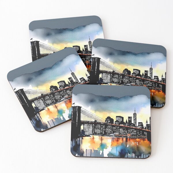 Item preview, New York City's Brooklyn Bridge Watercolor Digital Art designed and sold by DEC02.