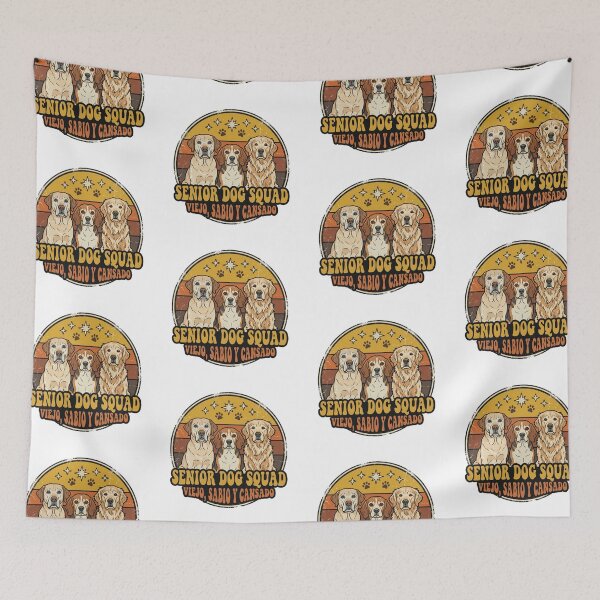 Item preview, Senior Dog Squad Retro 70s Emblem - Viejo Sabio y Cansado Dog Print designed and sold by PictoVibe.