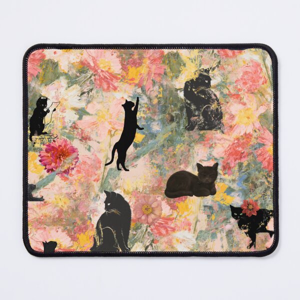 Item preview, Black Cats Floral Cottagecore Pattern | Vintage Aesthetic Cat Lover Gift designed and sold by Asmaa Abdul-Azim.