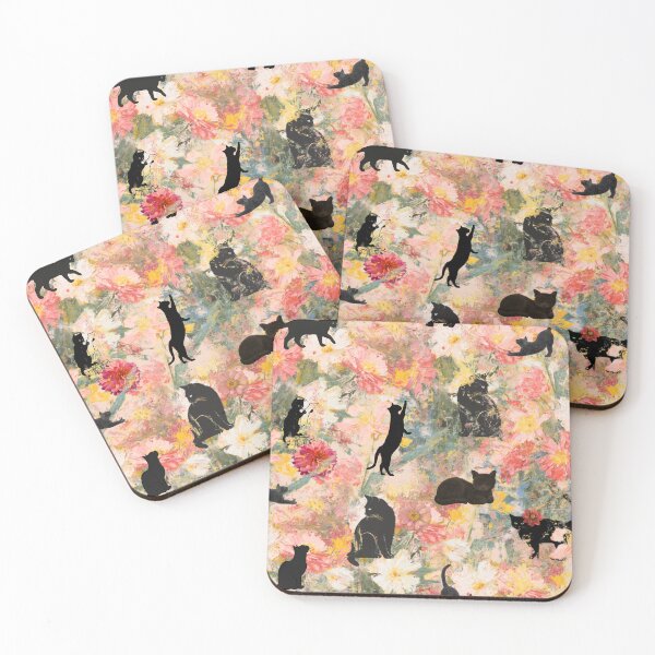 Item preview, Black Cats Floral Cottagecore Pattern | Vintage Aesthetic Cat Lover Gift designed and sold by Asmaa Abdul-Azim.