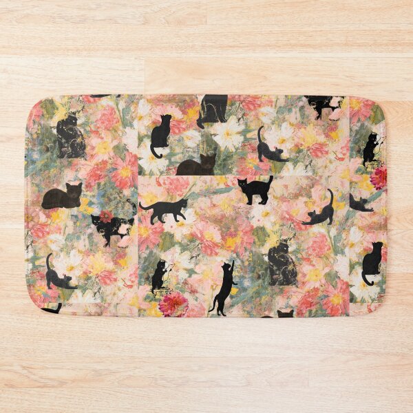 Item preview, Black Cats Floral Cottagecore Pattern | Vintage Aesthetic Cat Lover Gift designed and sold by Asmaa Abdul-Azim.